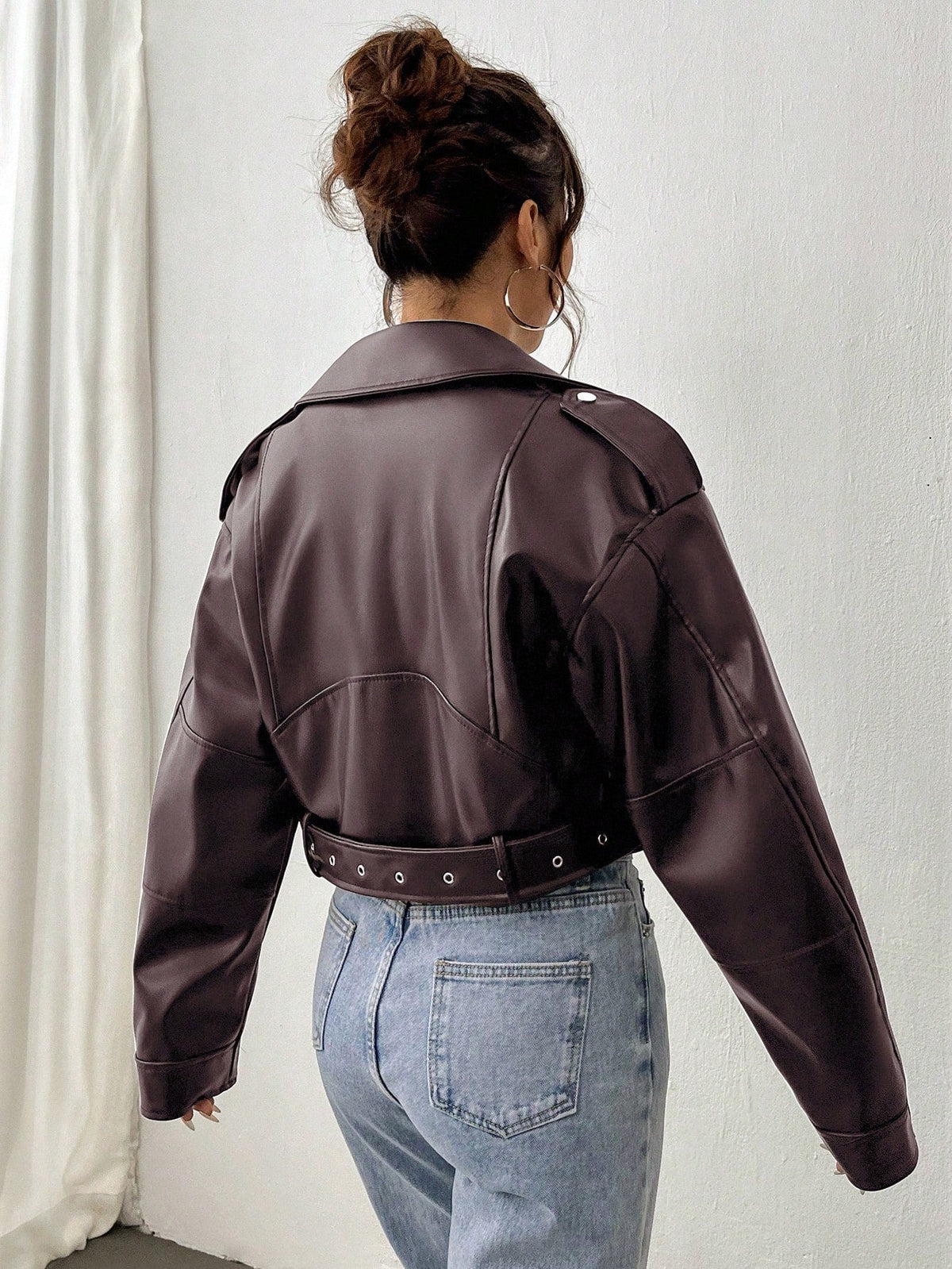 StreetHx Zip Up Couro Do Plutônio Jaqueta de Moto - Vinho