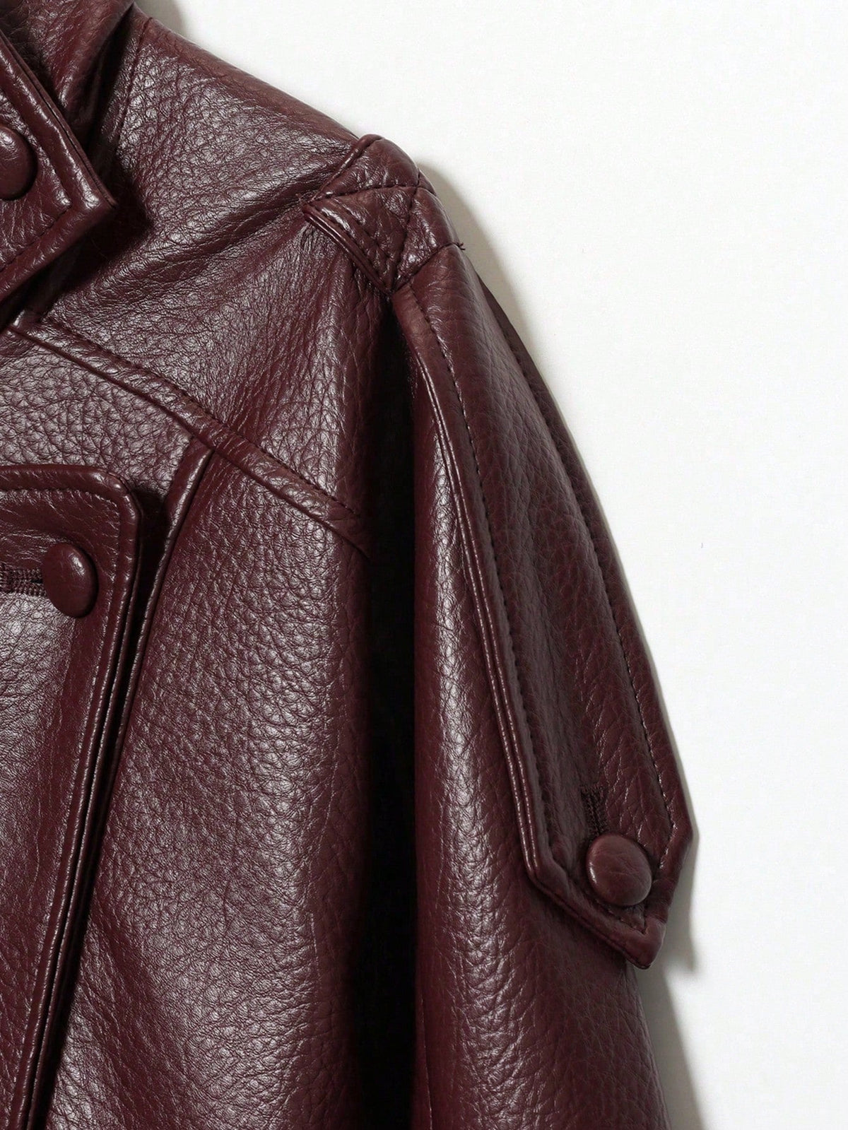 Jaqueta Feminina Camellia Oversized de Corte Solto, Nova para Outono/Inverno, Estilo Europeu e Americano, Casaco Minimalista Versátil Premium em Couro Sintético para Outono - Vinho