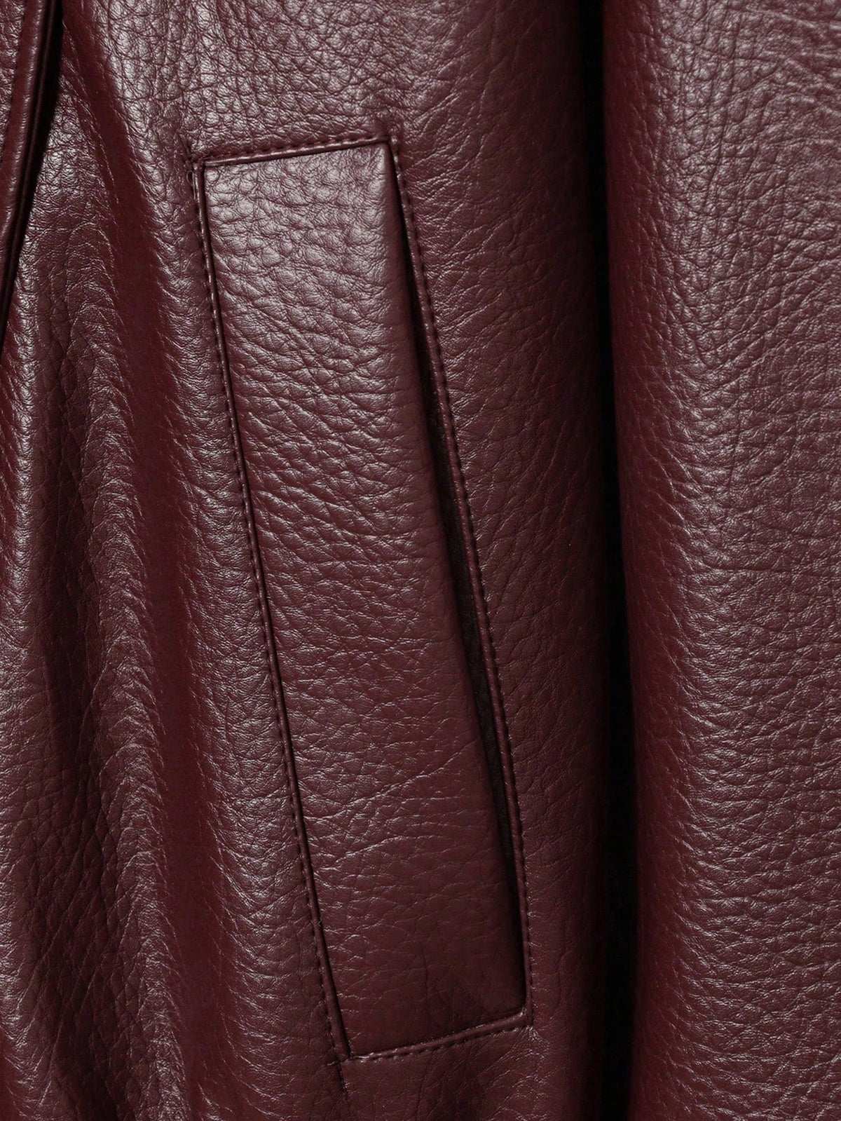 Seelio Jaqueta Casual Feminina de Couro Sintético com Gola Alta, Estilo Europeu e Americano, Moda Minimalista Versátil, Streetwear, Outono/Inverno - Borgonha F