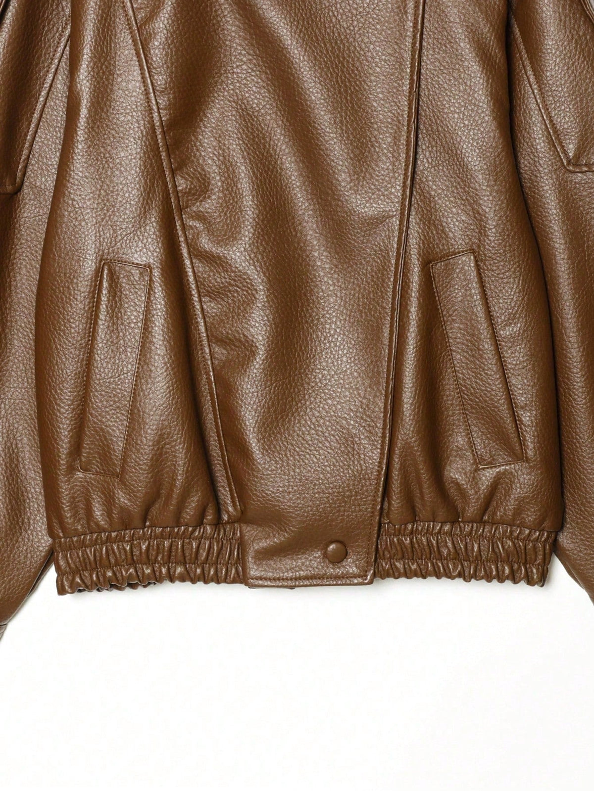Jaqueta Feminina Camellia Oversized de Corte Solto, Nova para Outono/Inverno, Estilo Europeu e Americano, Casaco Minimalista Versátil Premium em Couro Sintético para Outono - Marrom Claro