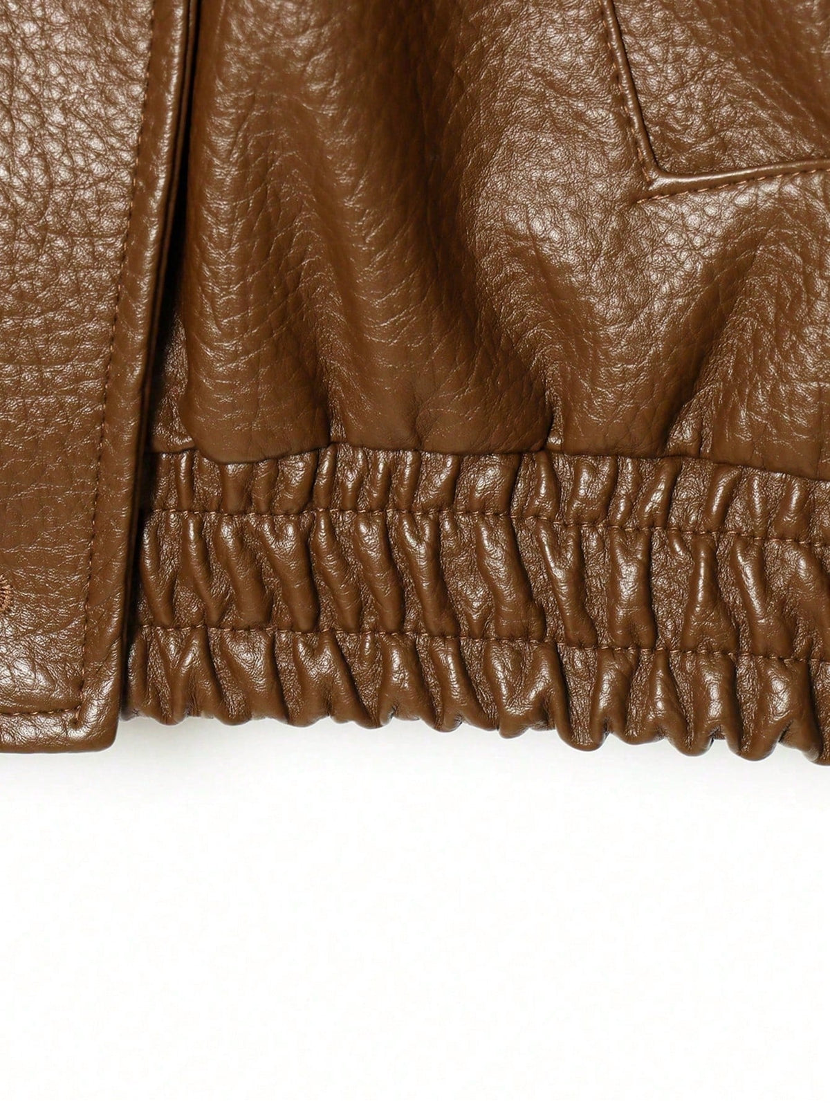 Jaqueta Feminina Camellia Oversized de Corte Solto, Nova para Outono/Inverno, Estilo Europeu e Americano, Casaco Minimalista Versátil Premium em Couro Sintético para Outono - Marrom Claro