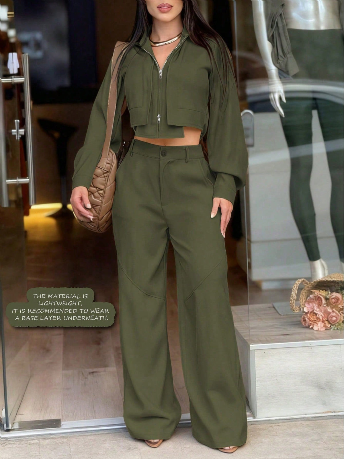 Conjunto Utilitário Isadora com Zíper de Metal e Bolsos, Leve e Soltinho