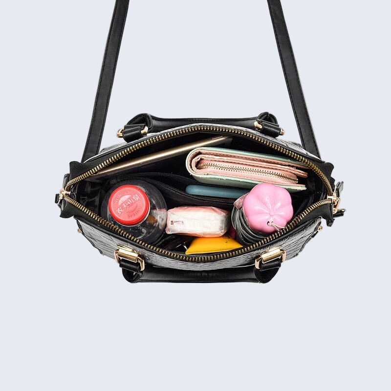 Bolsa de Couro com Design Crocodilo - Glamour