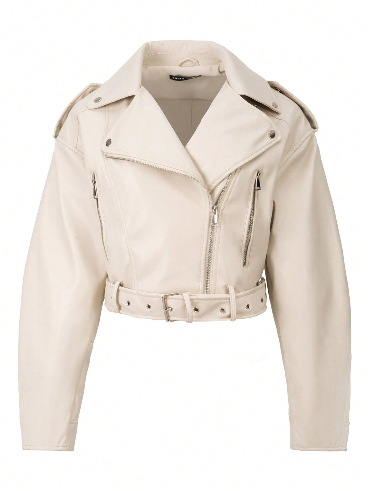 StreetHx Zip Up Couro Do Plutônio Jaqueta de Moto - Bege