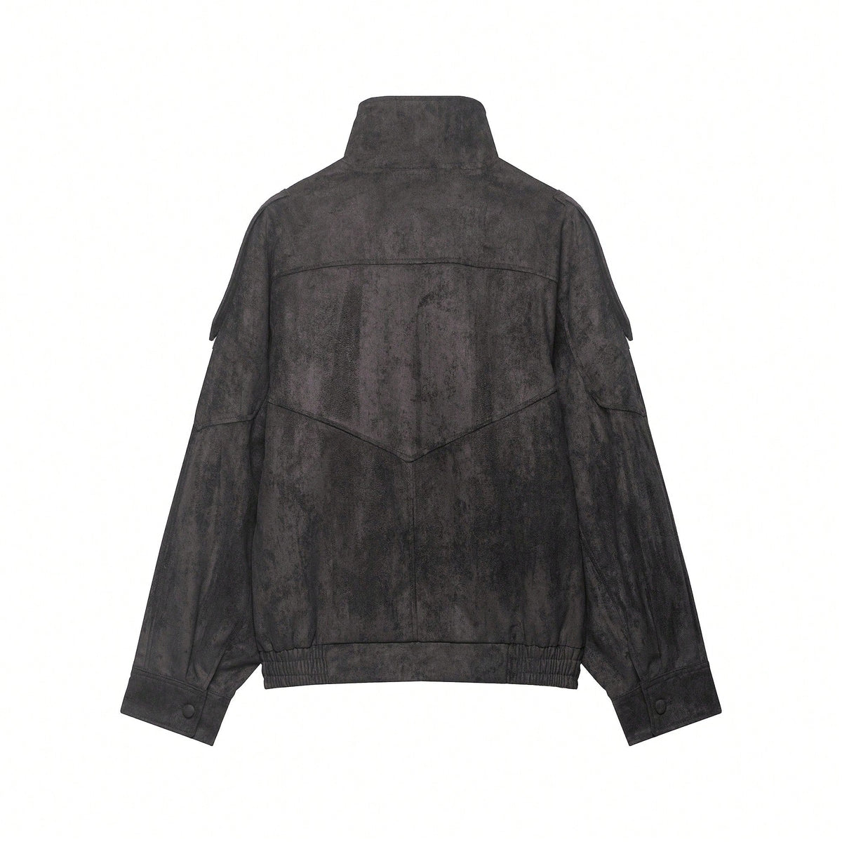 Seelio Jaqueta Casual Feminina de Couro Sintético com Gola Alta, Estilo Europeu e Americano, Moda Minimalista Versátil, Streetwear, Outono/Inverno - Preto e cinza