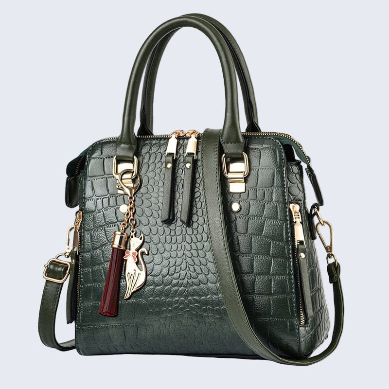 Bolsa de Couro com Design Crocodilo - Glamour